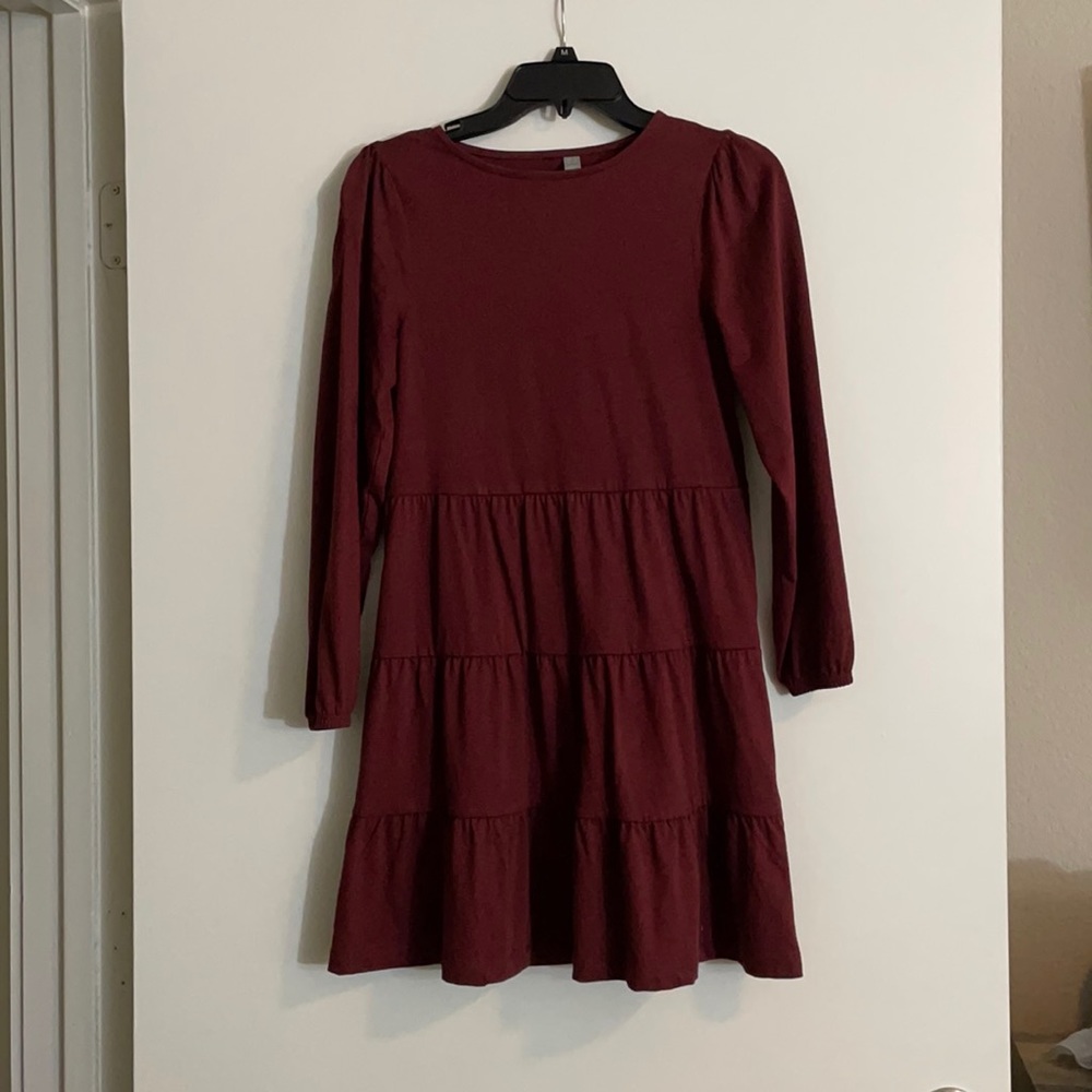 Maroon long sleeve shift dress